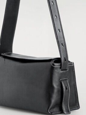 COS Black Leather Plinth Crossbody / Shoulder Bag